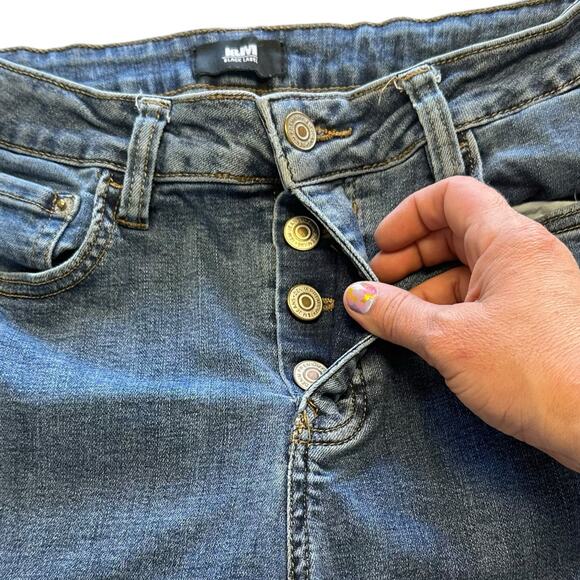 Womens Jeans Size 7 Flare Denim Button Fly 70s Retro Hippie Wide Leg Indie - Picture 7 of 10